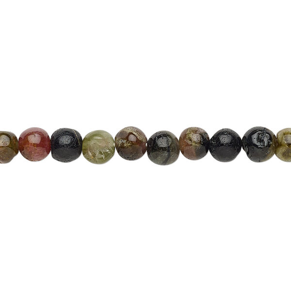 Bead, multi-tourmaline (natural), 4-5mm hand-cut round, C grade, Mohs hardness 7 to 7-1/2. Sold per 12-inch strand. image number 0