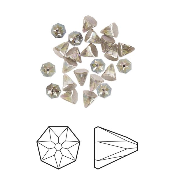 Flat back 24pk black diamond shimmer foil back, Crystal Passions® 4mm round spike 2019 image number 0