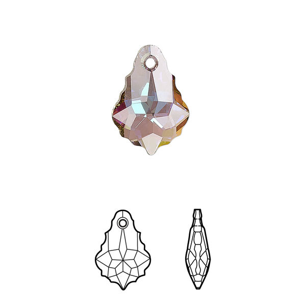 Drop 2pk crystal purple haze, Crystal Passions® 16x11mm pendant baroque 6090 image number 0