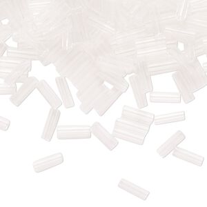 Bugle bead glass 1pk #3 round tube, 50 gram clear