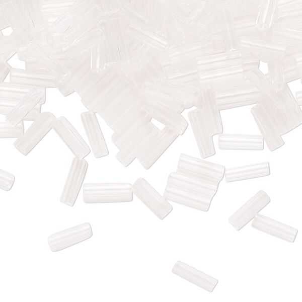 Bugle bead glass 1pk #3 round tube, 50 gram clear image number 0