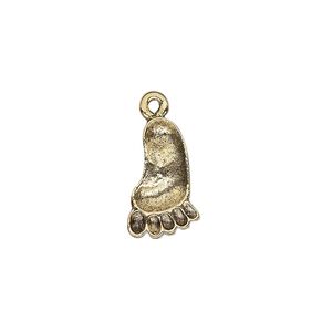 Charm, antique gold-plated pewter (tin-based alloy), 16x10mm single-sided Bigfoot footprint. Sold per pkg of 2.