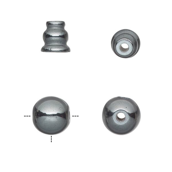 Hemalyke™ 1pkg2, T-drilled round / cone bead 10mm / 8x7.5mm image number 0