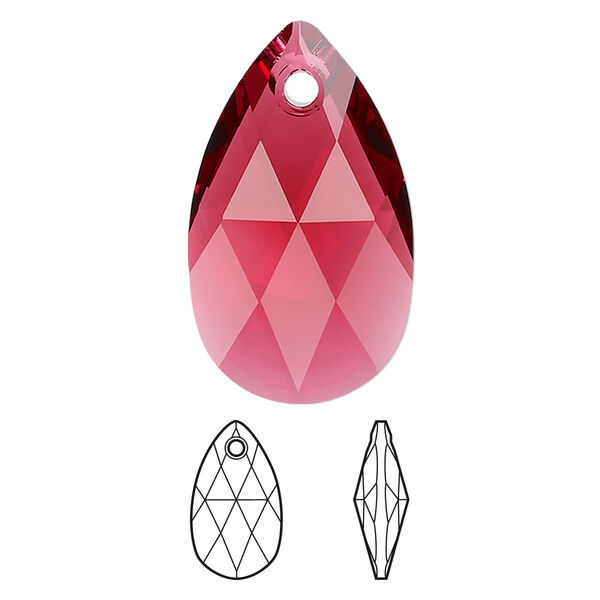 Drop 1pk scarlet, Crystal Passions® 28x17mm pendant pear 6106 image number 0