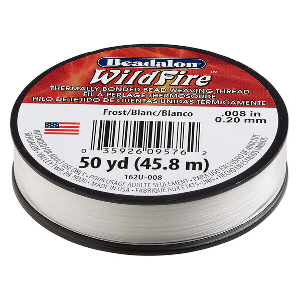 Thread, Beadalon® WildFire™, polyester and plastic, frost, 0.2mm with bonded coating, 15-pound test. Sold per 50-yard spool. image number 0