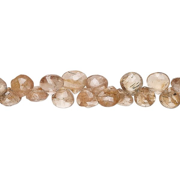 Andalusite 1pkg1, hand-cut top-drilled faceted puffed teardrop bead natural light 7 inch 5x4mm-7x7mm image number 0