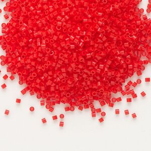 Seed bead, Delica®, glass, pkg/250g, #15 round, opaque vermillion red (DBS-0727).