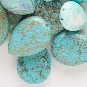 Magnesite 1pkg30, puffed teardrop bead mix 20x15mm-26x19mm