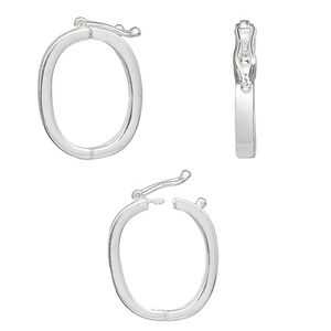 Clasp twister 1pkg1 sterling silver, 24x17mm hinged oval / safety latch, JBB Findings 1-strand
