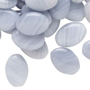 Bead, Czech pressed glass, translucent grey, 16x12mm puffed oval. Sold per 2-ounce pkg, approximately 45 beads.