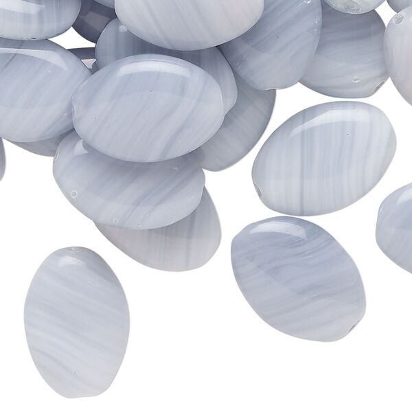 Bead, Czech pressed glass, translucent grey, 16x12mm puffed oval. Sold per 2-ounce pkg, approximately 45 beads. image number 0
