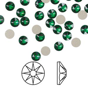 Flat back 1440pk majestic green foil back, Swarovski® 4.6-4.8mm rose round SS20 2088