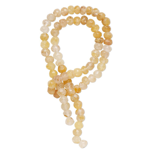 Yellow iron quartz 1pkg1, hand-cut faceted rondelle bead natural 13 inch 5x3mm-7x6mm image number 0