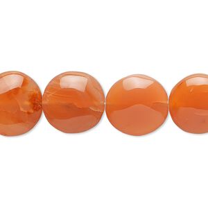 Carnelian 1pkg1, hand-cut flat round bead 15.5-16 inch 13mm