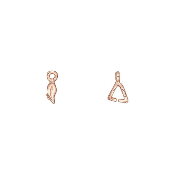 Bail, JBB Findings, ice-pick, copper-plated brass, 8x2.5mm with leaf, 3mm grip length. Sold per pkg of 10. image number 0