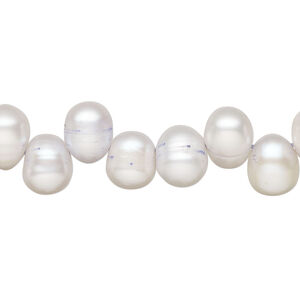 Freshwater pearl 1pkg1, top-drilled rice, 15.5-16 inch soft blue-grey 8x6mm-11x8mm cultured
