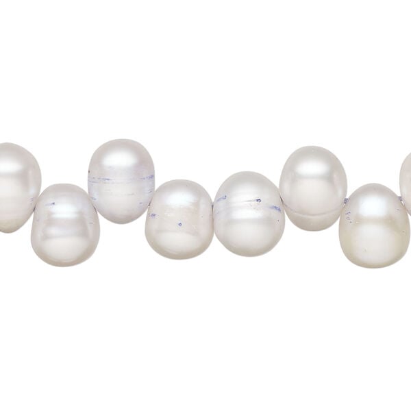 Freshwater pearl 1pkg1, top-drilled rice, 15.5-16 inch soft blue-grey 8x6mm-11x8mm cultured image number 0
