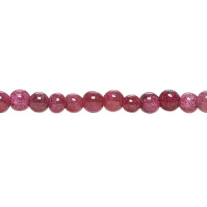 Quartz crystal 1pkg1, hand-cut round bead, 13 inch pink 4-6mm