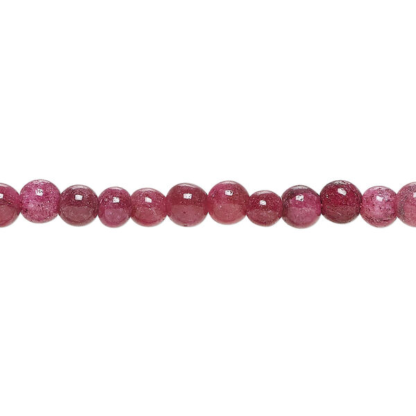 Quartz crystal 1pkg1, hand-cut round bead, 13 inch pink 4-6mm image number 0