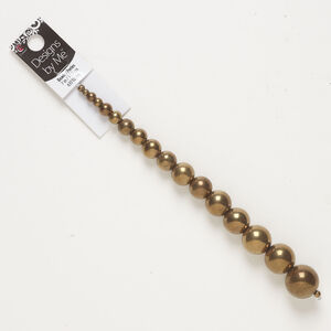 Bead 1pkg1, glass, opaque bronze, 4-20mm graduated round, 7 inches.