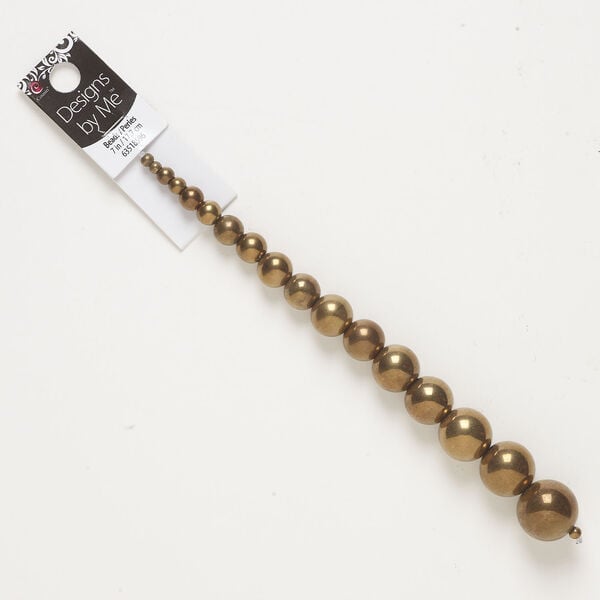 Bead 1pkg1, glass, opaque bronze, 4-20mm graduated round, 7 inches. image number 0