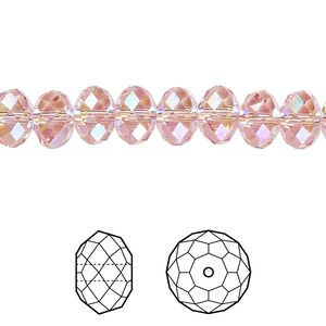 Bead 144pk light rose shimmer 2X, Crystal Passions® 8x6mm rondelle 5040