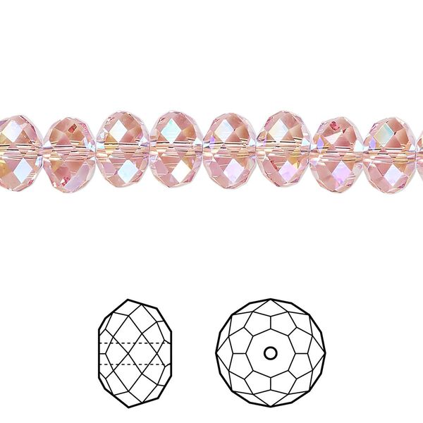Bead 144pk light rose shimmer 2X, Crystal Passions® 8x6mm rondelle 5040 image number 0