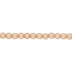 Bead, Czech pearl-coated glass druk, opaque matte peach, 4mm round. Sold per 15-1/2" to 16" strand.