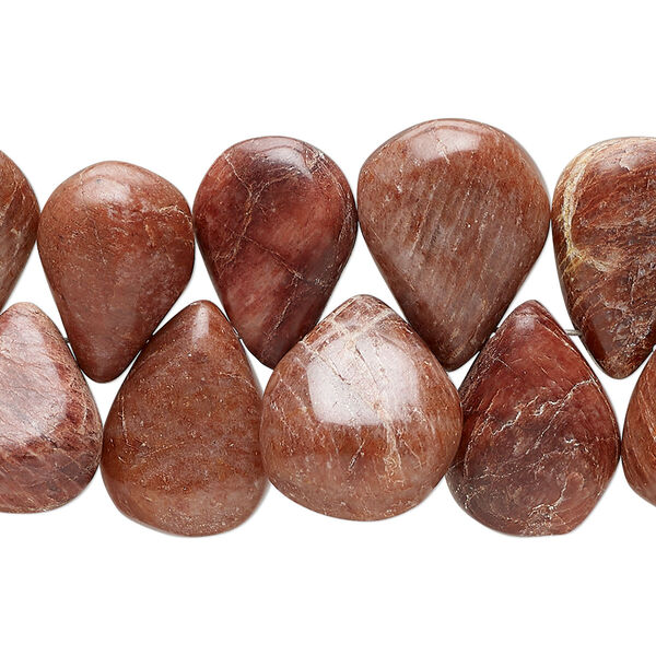 Rose jasper 1pkg1, hand-cut top-drilled puffed teardrop bead natural 8 inch graduated 11x8mm-16x5mm image number 0