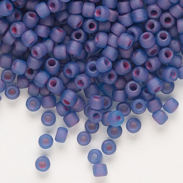Seed bead, Dyna-Mites™, glass, transparent matte inside color blue lilac, #6 round. Sold per 40-gram pkg. image number 0