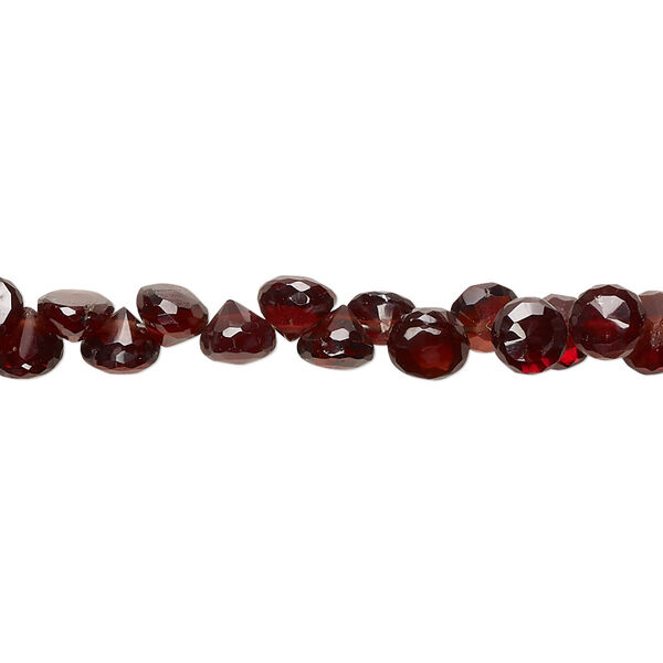 Bead, garnet (natural), dark, 5x4mm-5mm hand-cut top-drilled faceted teardrop with 0.4-1.4mm hole, B grade, Mohs hardness 7 to 7-1/2. Sold per 9-inch strand. image number 0