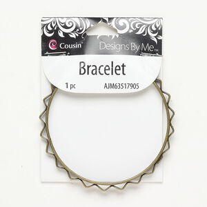 Bracelet 1pkg1, bangle, antique silver-finished steel, 5mm wavy design, 8 inch.