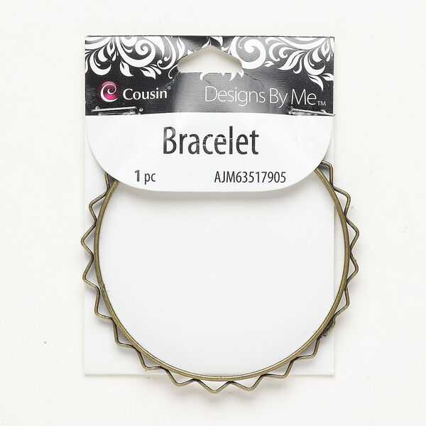 Bracelet 1pkg1, bangle, antique silver-finished steel, 5mm wavy design, 8 inch. image number 0