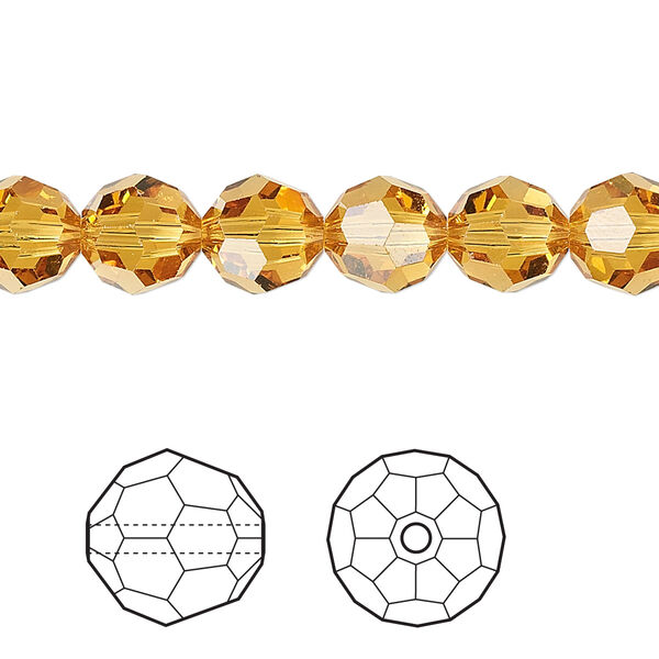 Bead 12pk topaz, Crystal Passions® 8mm round 5000 image number 0
