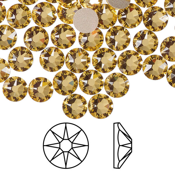 Flat back 144pk dark jonquil foil back, Crystal Passions® Regenerated 6.32-6.5mm rose round SS30 2088 image number 0