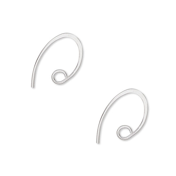 Ear wire, Hill Tribes, sterling silver, 13mm oval with open loop, 19 gauge. Sold per pair. image number 0