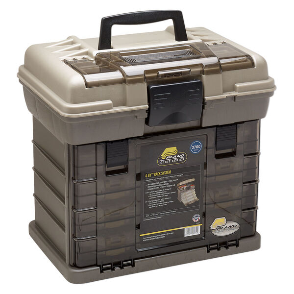 Tote, Plano® Storage Systems, graphite and sandstone colored, 16-1/2 x 12 x 16 inches. Sold individually. image number 1