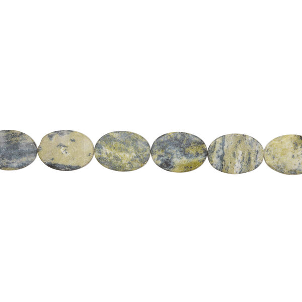 Yellow "turquoise" 1pkg1, matte wavy oval bead, 15 inch 34x24mm-35x25mm image number 1