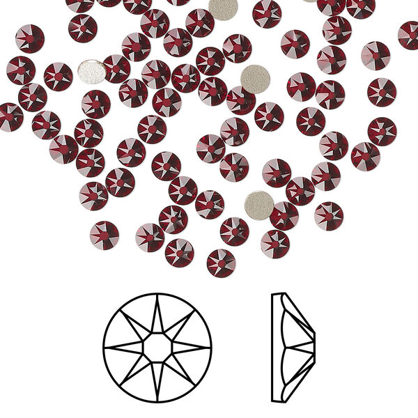 Flat back 1440pk Siam foil back, Swarovski® 3-3.2mm rose round SS12 2088 image number 0