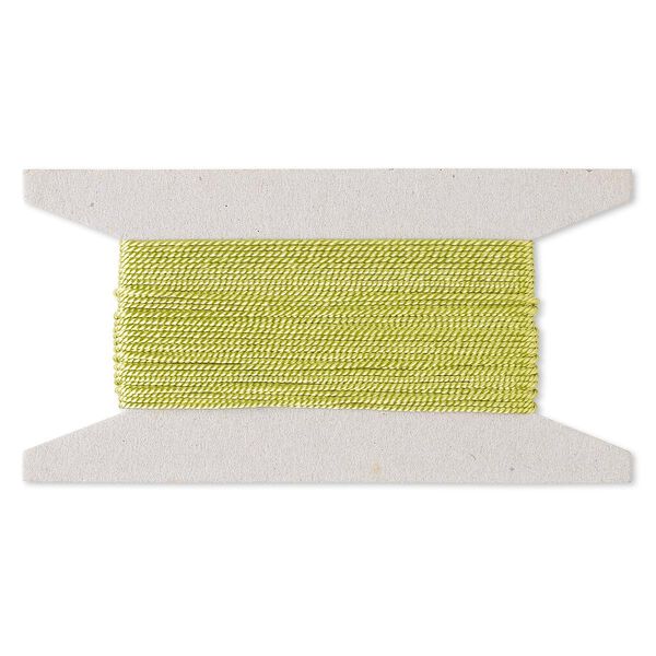 Cord, nylon, lime green, 1mm twisted. Sold per 100-foot spool. image number 0