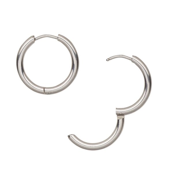 Earring hoop 1pkg2, 20mm hinged / endless loop, stainless steel 1 pair image number 0