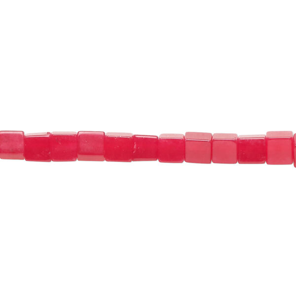 Bead, quartz (dyed), red, 4mm cube, C grade, Mohs hardness 7. Sold per 15-inch strand, approximately 100 beads. image number 0