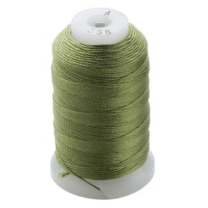 Thread, Purely Silk™, bright green, size F. Sold per 140-yard spool.