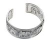 Bracelet, Hill Tribes, cuff, sterling silver, 24mm wide with hammered elephant designs, adjustable. Sold individually. image number 0