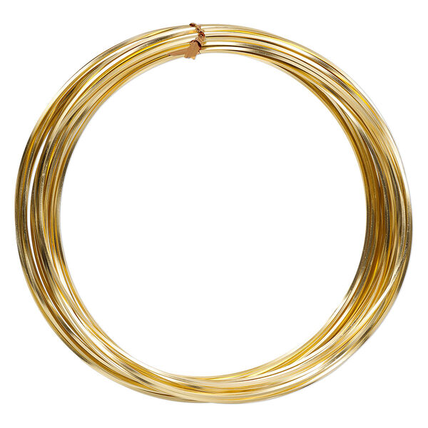 Wire, anodized aluminum, gold, 1.2mm square, 16 gauge. Sold per pkg of 45 feet. image number 0