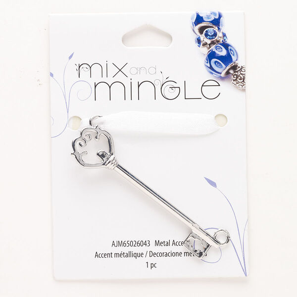 Focal, "pewter" (zinc-based alloy), pkg/1, 64x16mm key, silver finish. image number 0