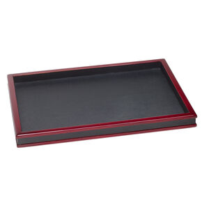 Display tray cover, leatherette and fiber board, black and mahogany, 12-1/2 x 9 x 1 inches. Sold individually.