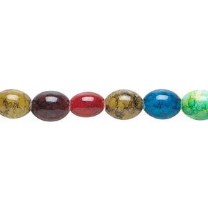 Bead, glass, jewel tones, 7x5mm oval. Sold per 36-inch strand.