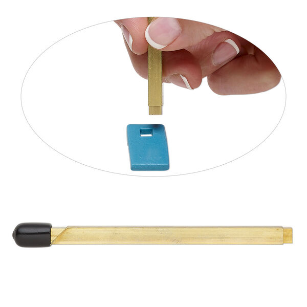 Clay cutter, Kemper®, brass and rubber, 4 inches with 1/4 inch square hole and built-in pop-out tool. Sold individually. image number 0
