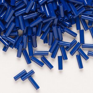 Bead, Preciosa Ornela Czech glass, bugle bead, pkg/50g, #3, opaque cobalt blue, (33070).